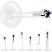 Solid 14K White Gold September 1.5mm CZ Bioplast Push in Labret Monroe