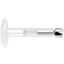 Solid 14K White Gold October 1.5mm CZ Bioplast Push in Labret Monroe