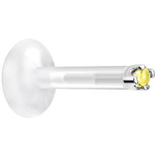 Solid 14K White Gold November 1.5mm CZ Bioplast Push in Labret Monroe