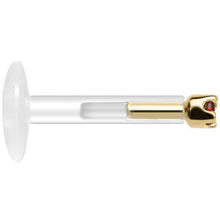Solid 14K Yellow Gold January 1.5mm CZ Bioplast Push in Labret Monroe