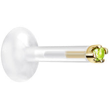 Solid 14K Yellow Gold August 1.5mm CZ Bioplast Push in Labret Monroe