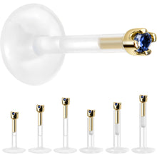 Solid 14K Yellow Gold September 1.5mm CZ Bioplast Push in Labret Monroe