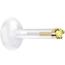 Solid 14K Yellow Gold November 1.5mm CZ Bioplast Push in Labret Monroe