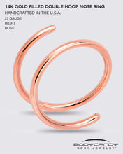 Double Hoop Nose 14k Rose Gold Filled Spiral Nose Ring