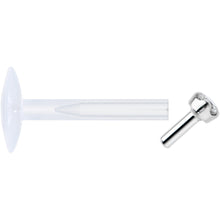16G Bioplast 14K White Gold 1.5mm Genuine Diamond Micro Labret