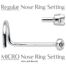 14k Solid White Gold Genuine 1.5mm Diamond Micro Nose Ring