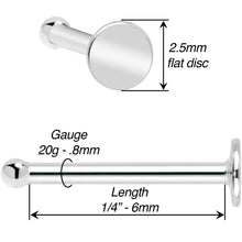 20G Solid 14k Gold Flat Disc Nose Bone