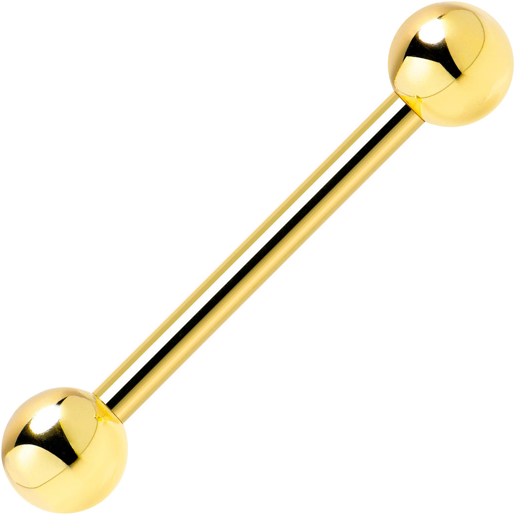 14k Solid Gold Ball Internally Threaded Barbell Tongue Ring