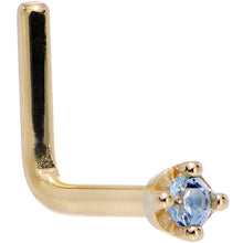 Solid 18K Yellow Gold 1.5mm Genuine Topaz Nose Ring
