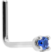 Solid 14K White Gold 1.5mm Genuine Blue Sapphire Nose Stud Ring