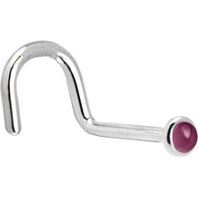 Solid 14K White Gold 2mm Genuine Raspberry Rhodolite Garnet Nose Ring