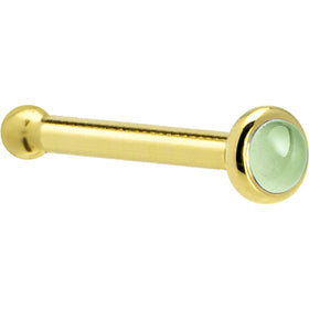 Solid 14K Yellow Gold 2mm Genuine Peridot Nose Ring