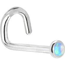 Solid 14K White Gold 2mm Light Blue Synthetic Opal Nose Ring