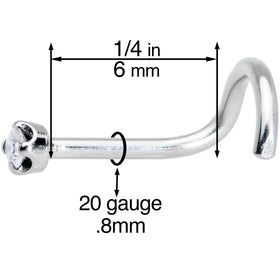 Solid 14K White Gold 1.5mm Genuine Diamond Nose Ring