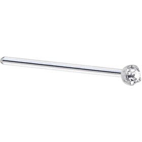 Solid 14K White Gold 1.5mm Genuine Diamond Nose Ring