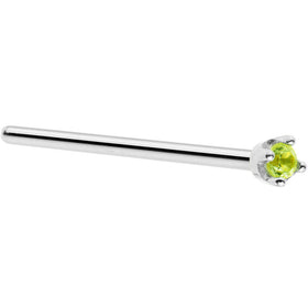 Solid 14K White Gold 1.5mm Genuine Peridot Nose Ring