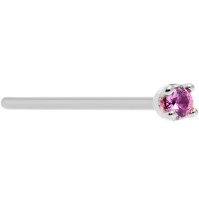 Solid 14K White Gold 1.5mm Genuine Pink Sapphire Nose Ring