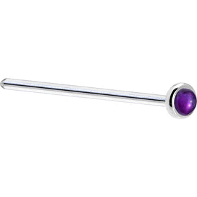 Solid 14K White Gold 2mm Genuine Amethyst Nose Ring