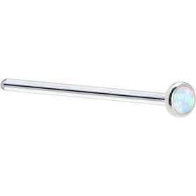 Solid 14K White Gold 2mm Synthetic Opal Nose Ring