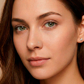 Solid 14K Yellow Gold 2mm Genuine Diamond Nose Ring