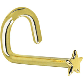 Solid 14K Yellow Gold Star Nose Ring
