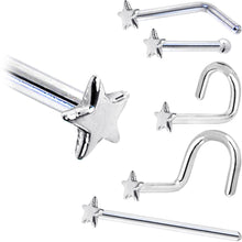 Solid 14K White Gold Star Nose Ring