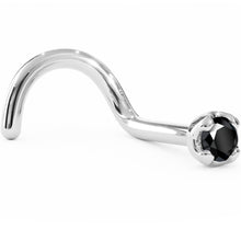 Solid 14K White Gold 1.5mm Genuine Black Diamond Nose Ring