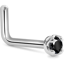 Solid 14K White Gold 1.5mm Genuine Black Diamond Nose Ring