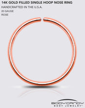 Single Hoop Nose 14k Rose Gold Filled Nose Hoop Ring