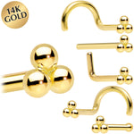 14k Yellow Gold 3mm Trinity Nose Ring