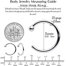 20G 5/16 Solid 14K White Gold Nose Hoop