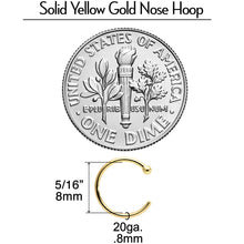 20G 5/16 Solid 18K Yellow Gold Nose Hoop
