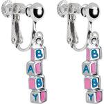 Baby Building Blocks Clip On Earrings