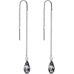 Silver Night Drop Threader Earrings Created with Crystals