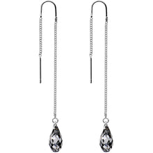 Silver Night Drop Threader Earrings Created with Crystals