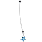 Handcrafted Star Power Blue CZ Pregnant Belly Ring