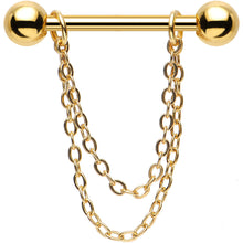 Handcrafted Electro Titanium Gold Plated Chain Dangle Nipple Ring Set