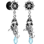 Aqua Nautical Mermaid Plug Set Created with Crystal 00G to 1 Inch