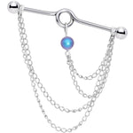Tri Chain Industrial Barbell Created with Crystals