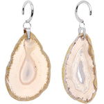 Handcrafted Steel Sandswept Desert Gap Natural Tan Agate Ear Weights