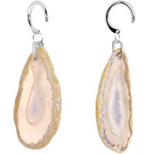 Handcrafted Steel Sandswept Desert Gap Natural Tan Agate Ear Weights