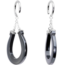 Handcrafted Steel Black Hematite Horseshoe Chain Ear Weights