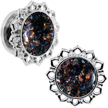 Handcrafted Black Faux Opal Mandala Screw Fit Plug Set Sizes 8mm to 20mm