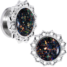 Handcrafted Black Faux Opal Mandala Screw Fit Plug Set Sizes 8mm to 20mm