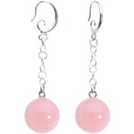 Handcrafted Pink Quartz Jawbreaker Dangle Fishhook Earrings