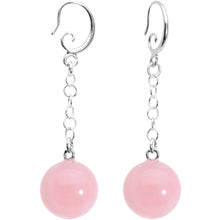 Handcrafted Pink Quartz Jawbreaker Dangle Fishhook Earrings
