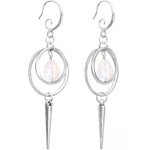 Handcrafted Moonstone Circle Spike Dangle Fishhook Earrings