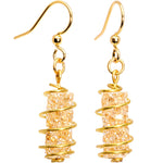 Handmade Yellow Wrap Fishhook Earrings Created with Crystals