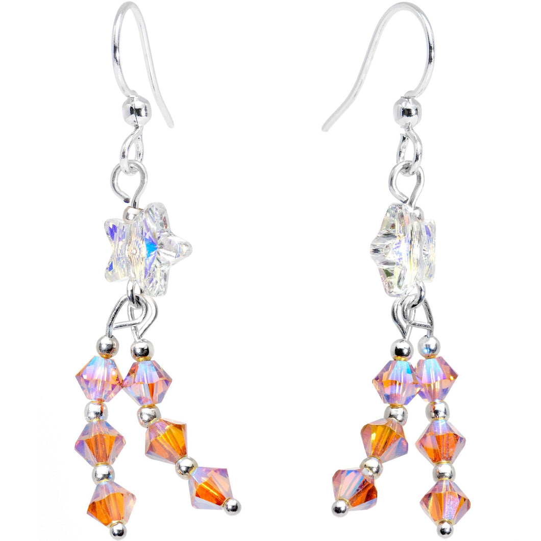 Handcrafted Star Trail Dangle Earrings Created with Crystals