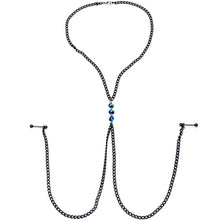 Gothic Black Necklace to Nipple Chain Created with Crystals